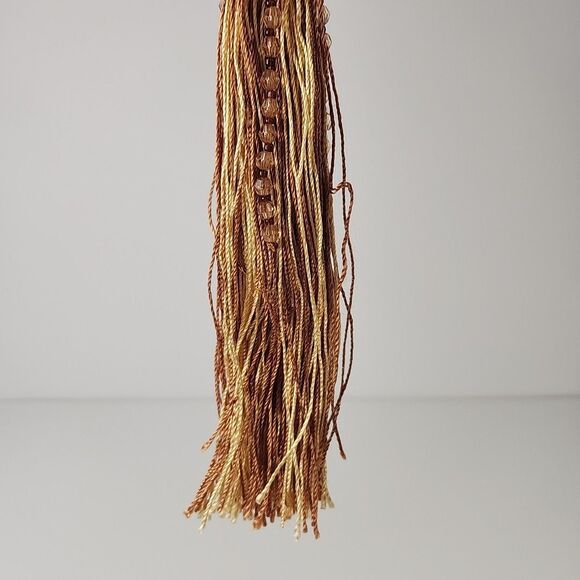 Christmas Angel Ornament Gold Tassel Beaded Dress Feather Wing Bouquet 10" - Picture 3 of 7